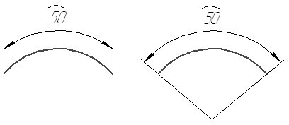 Чертеж дуги. Размер дуги на чертеже. Размер длины дуги на чертеже. Диаметр дуги чертеж.