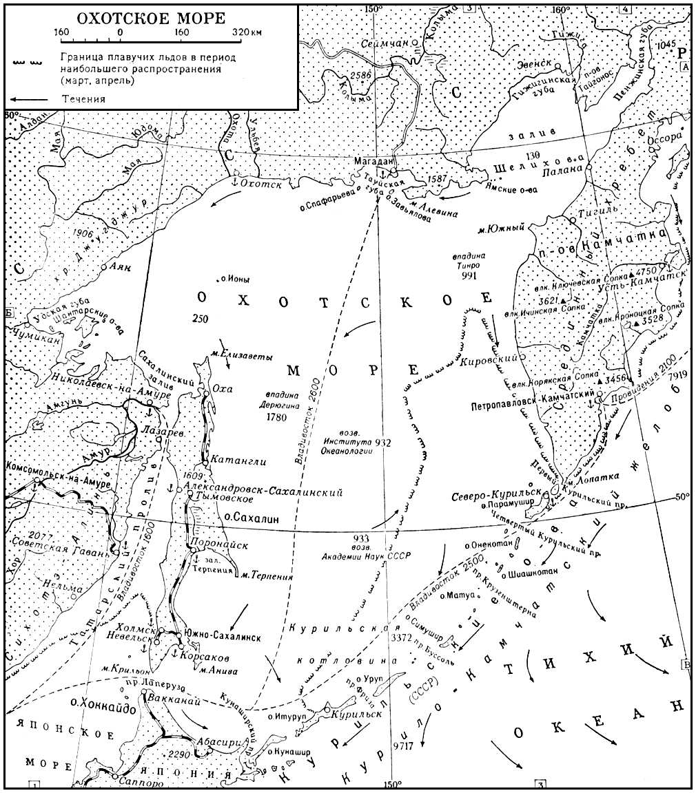 Охотское море на карте. Морская карта Охотского моря. Побережье Охотского моря карта. Границы Охотского моря на карте.